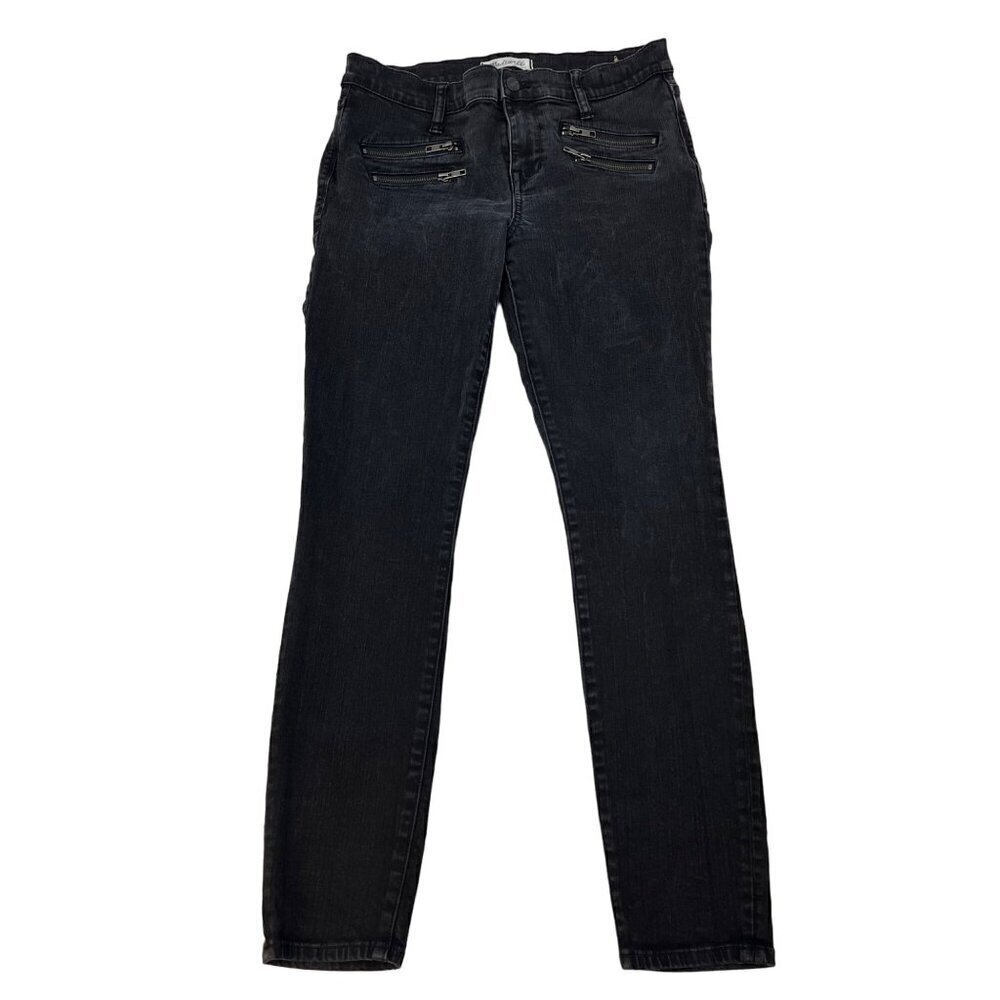 Madewell Womens Skinny Skinny Faded Black Jeans Zip Pockets Size 30 Waist